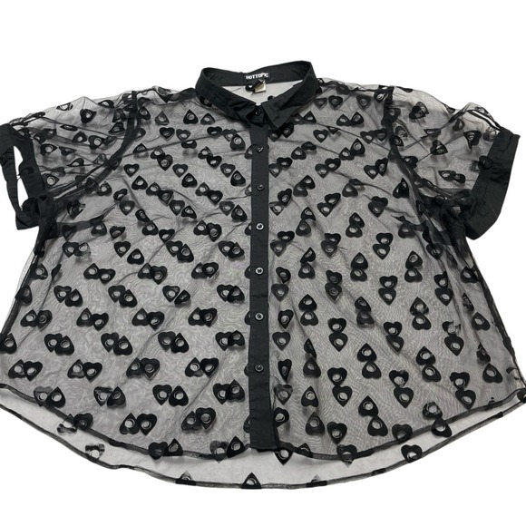 Hot Topic Tops - Hot Topic Blouse Black Sheer Burnout Velvet Heart Size 4 Whimsigoth Grunge